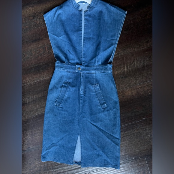 Miranda & Moca Women's Blue Denim Mini Casual Open Front Dress Medium - Picture 4 of 6